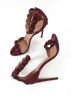 Alaia Burgundy Suede Stud Sandal High Heels - 8