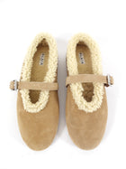 Alaia Beige Shearling Ballet Flat Shoes - 37