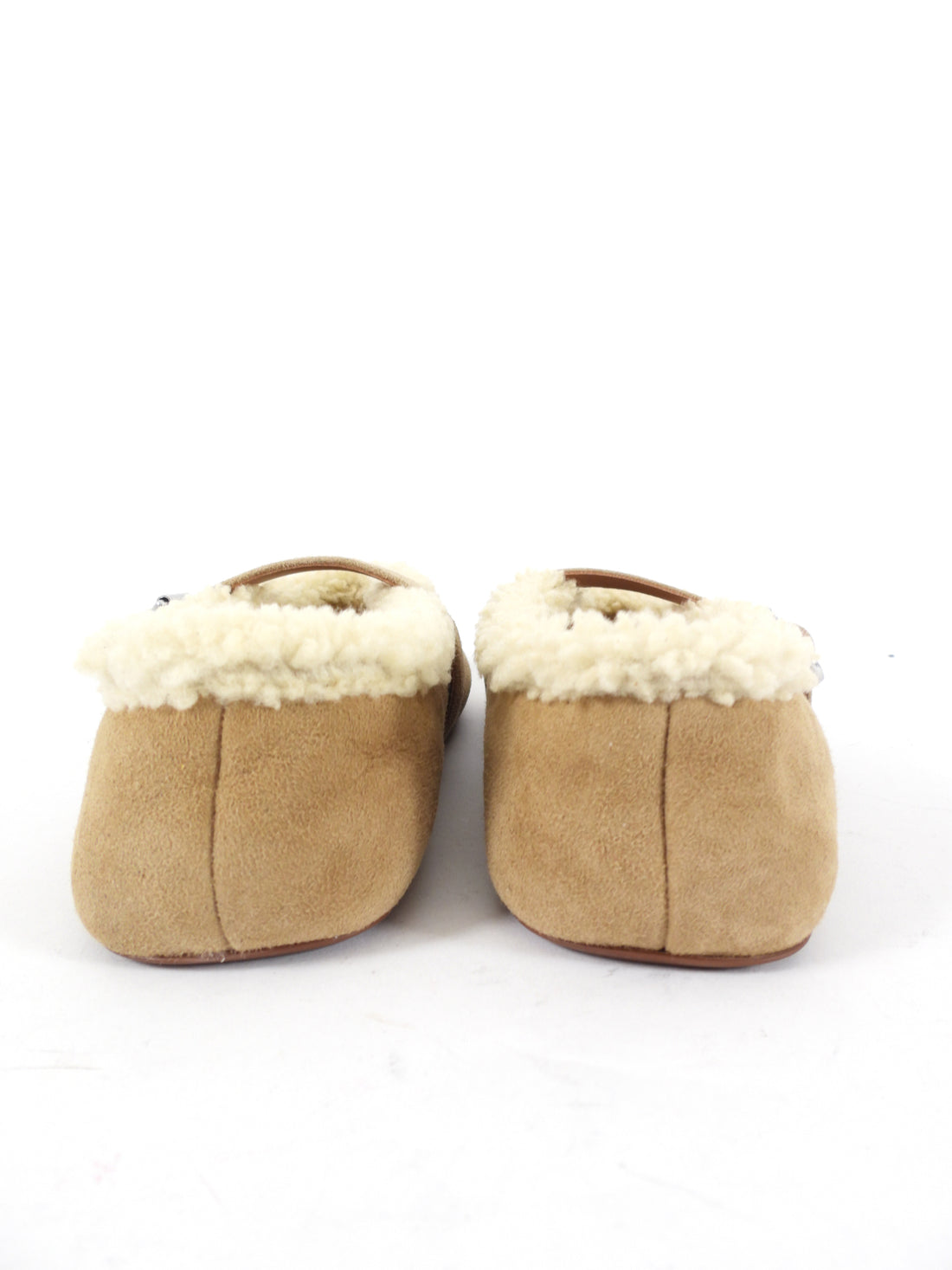Alaia Beige Shearling Ballet Flat Shoes - 37