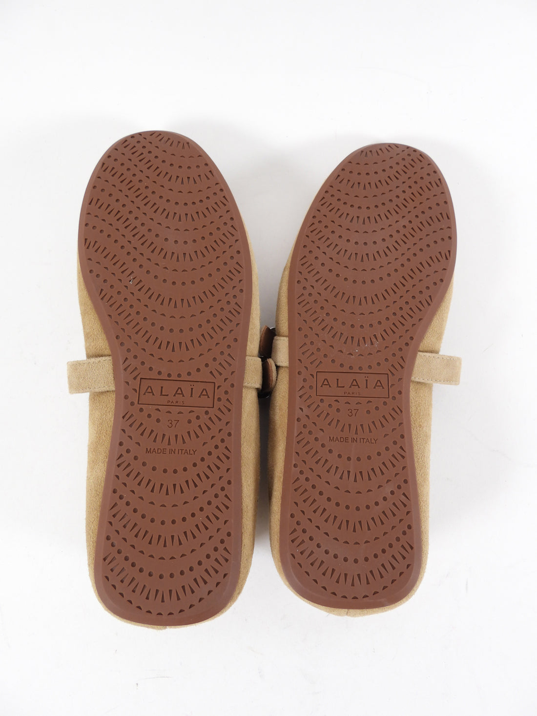 Alaia Beige Shearling Ballet Flat Shoes - 37