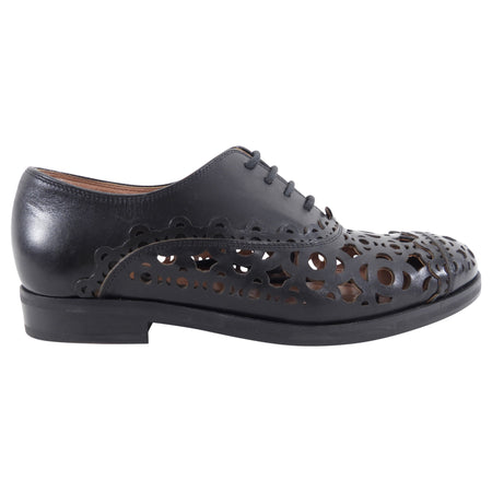 Alaia Black Leather Perforated Oxford Shoes - 36 / 5