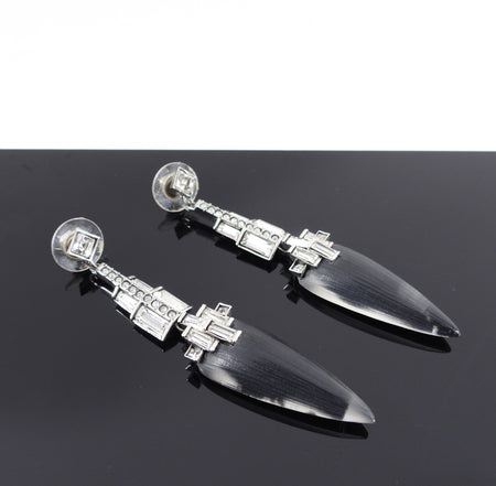 Alexis Bittar Crystal Grey Resin Art Deco Drop Earrings