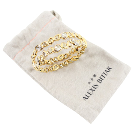 Alexis Bittar Clear Crystal Goldtone Hinged Bangle Bracelet