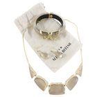 Alexis Bittar 3pc Brushed Acrylic Resin Necklace Earrings Bracelet Set