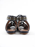 Alaia Black Textured Leather Stud Flat Sandals - 38