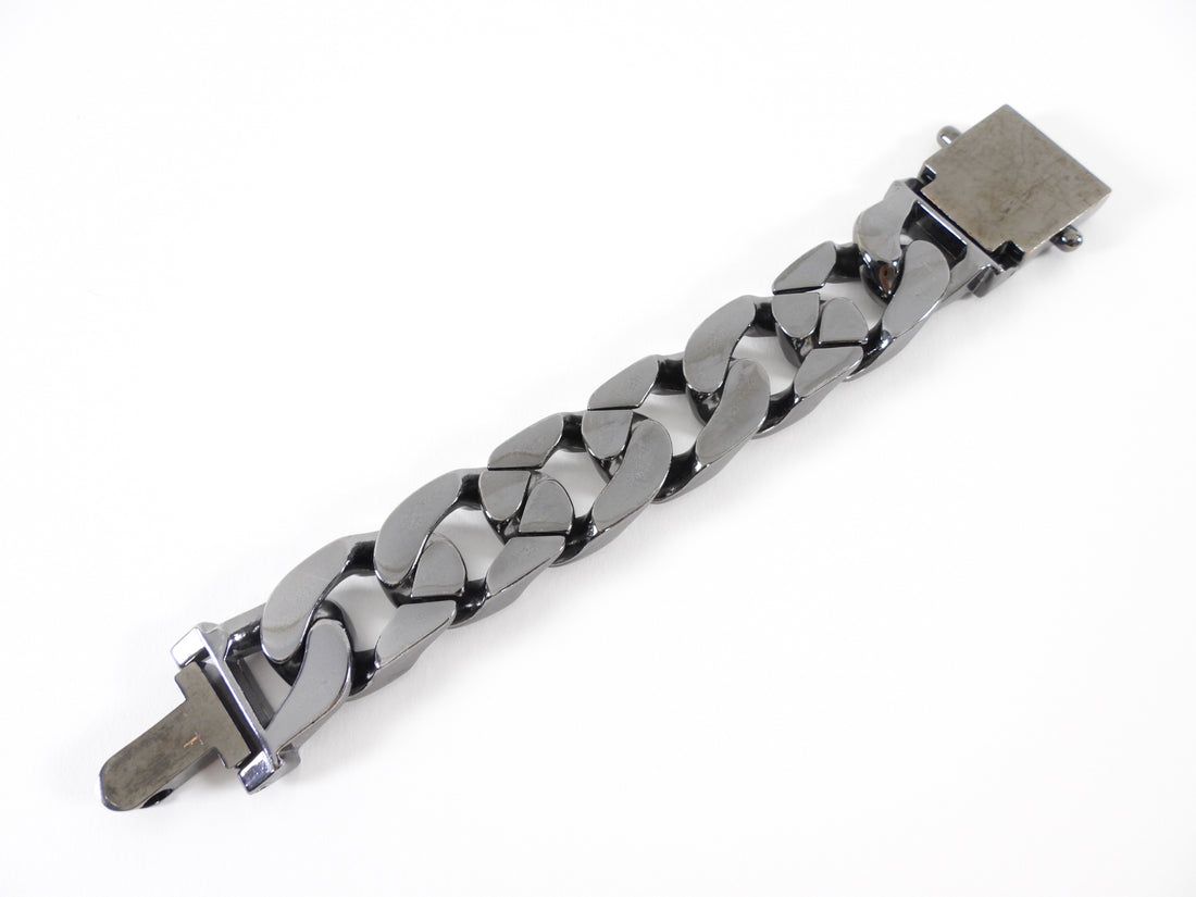 All Saints Chunky Dark Grey Metal Curb Link Bracelet