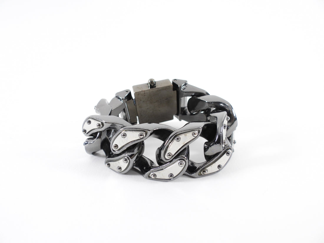 All Saints Chunky Dark Grey Metal Curb Link Bracelet