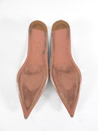 Amina Muaddi Silver Metallic Leather Crystal Embellished Ballet Flats - 8.5