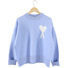 Ami Blue Wool Heart Logo Sweater - S