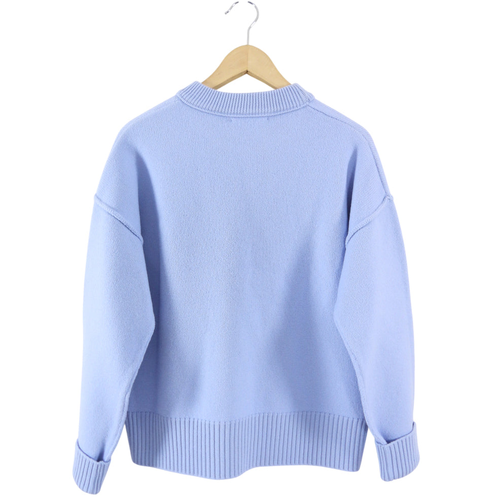 Ami Blue Wool Heart Logo Sweater - S
