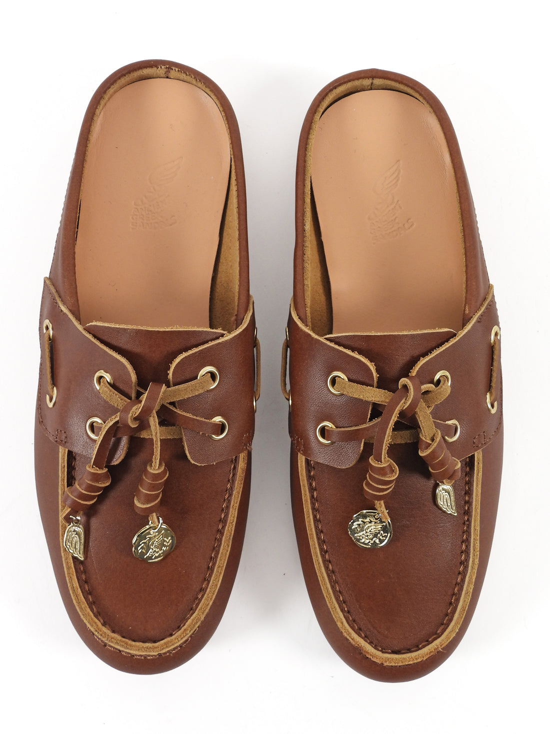 Ancient Greek Sandals Brown Naveta Leather Lace Up Boat Shoes Mules - 7