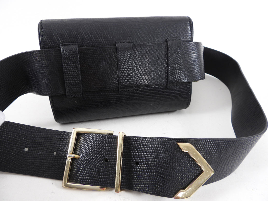 Anine Bing Black Grained Leather Joss Belt Bag