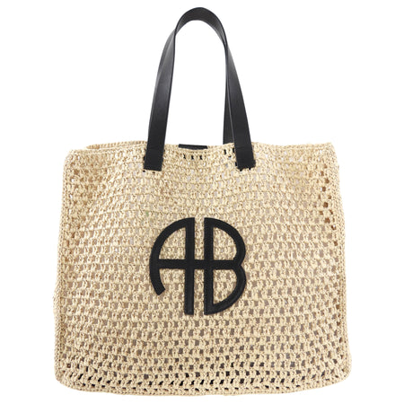 Anine Bing Extra Large Raffia Logo Beach Rio Tote Bag
