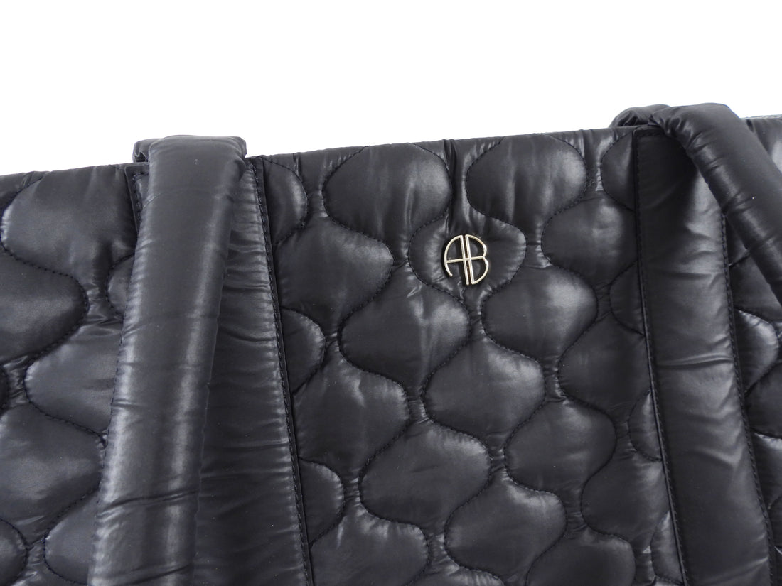 Anine Bing Black Quilted Nylon XL Cloud Tote Bag