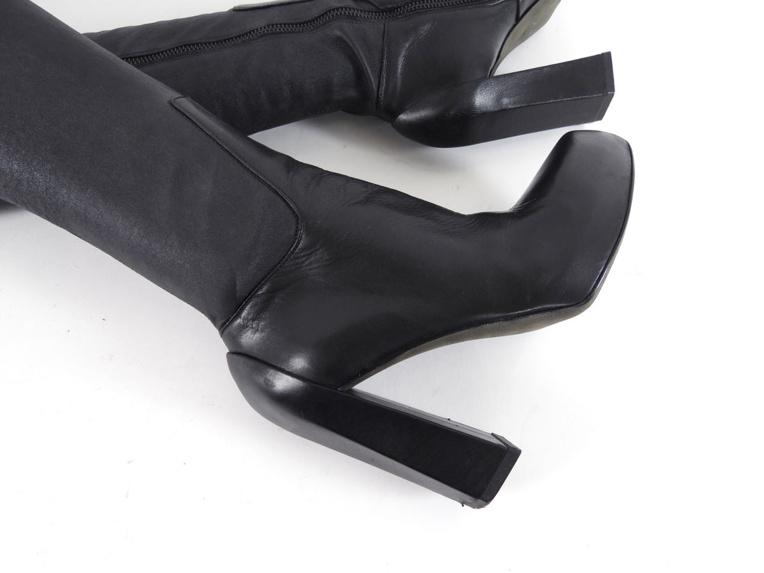 Ann Demeulemeester Fall 2015 Runway Stretch Leather Over the Knee Boots - 36.5 / 37