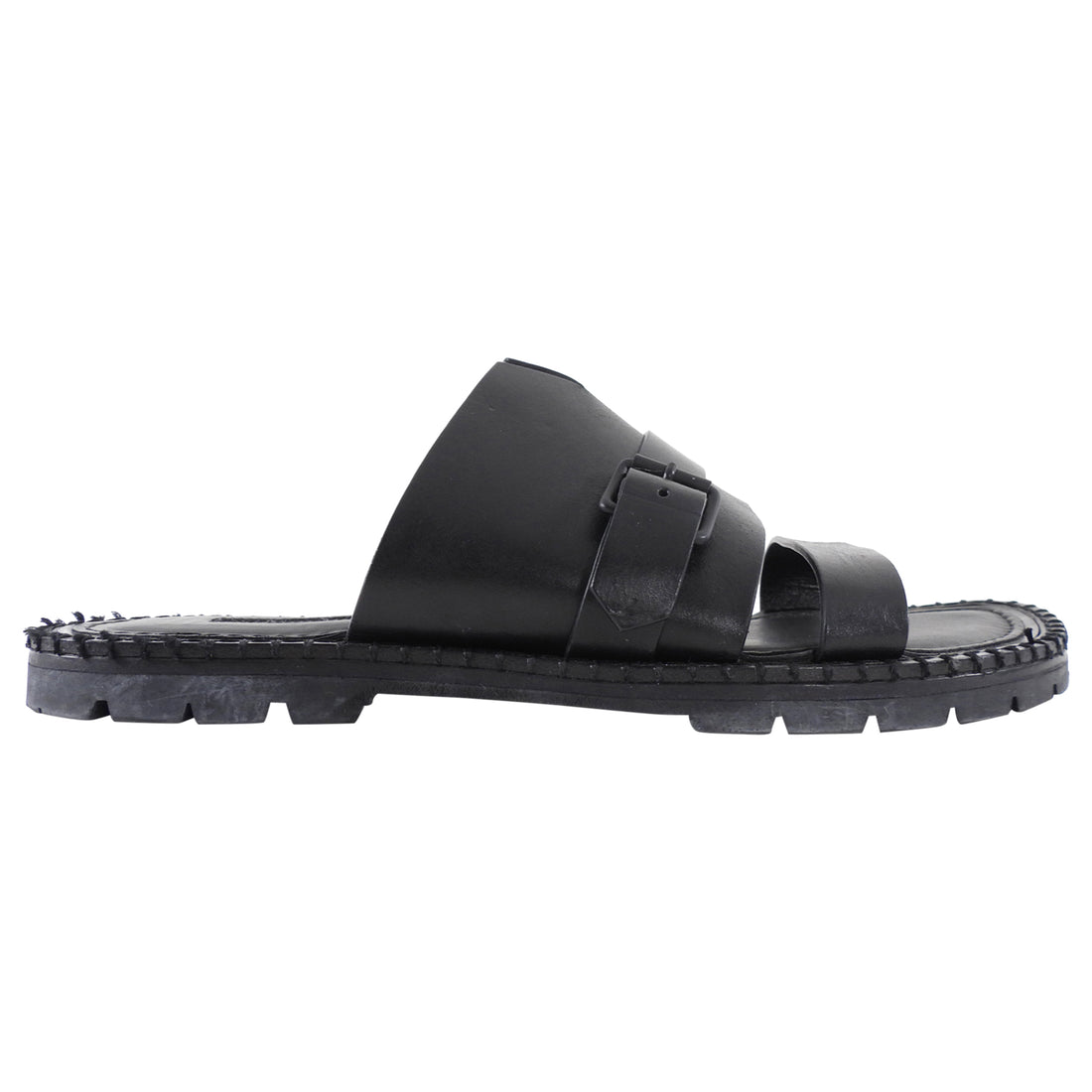 Ann Demeulemeester Black Leather Flat Sandals - 40
