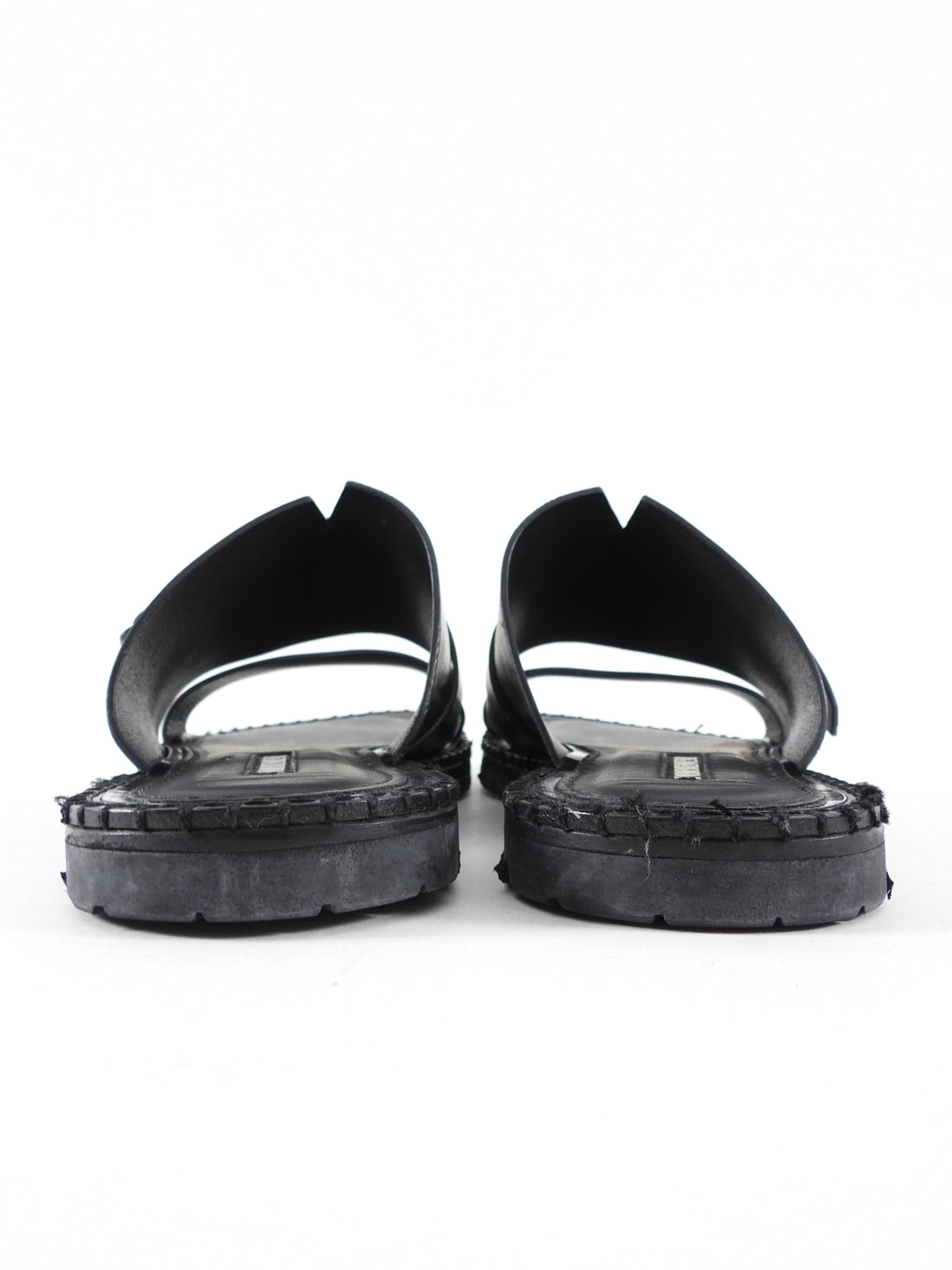 Ann Demeulemeester Black Leather Flat Sandals - 40