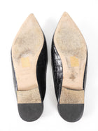 Anine Bing Black Embossed Leather Pointed Flat Mule Slides - 40