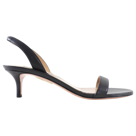 Aquazzura Black Leather So Nude Sandal 50 Singback Heels - 38.5
