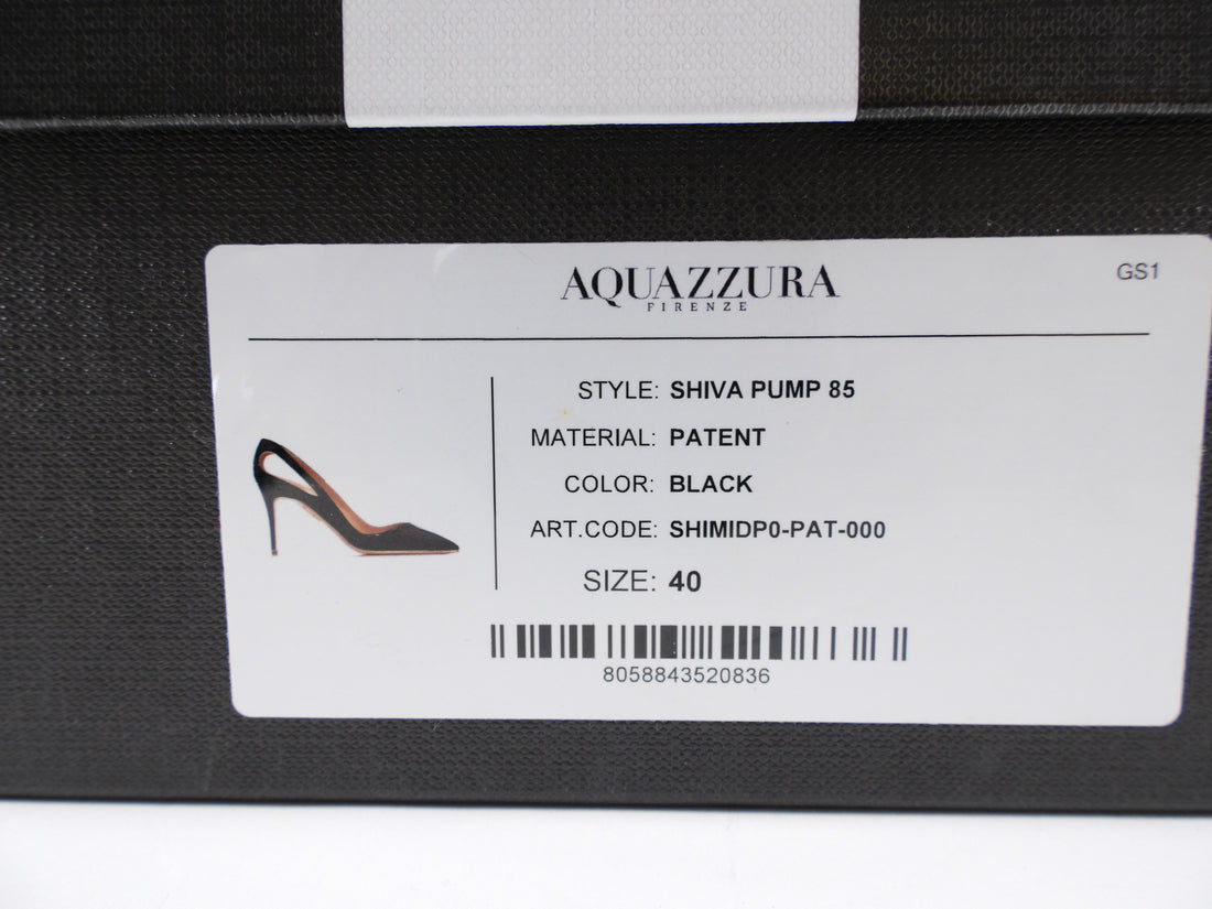 Aquazzura Black Patent Shiva Pump - 40