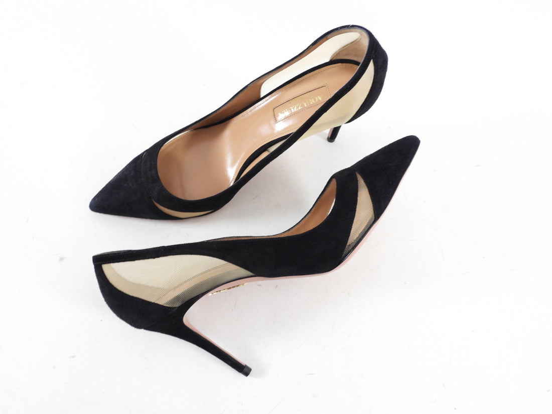 Aquazzura Black Suede and Mesh Pumps - EU37