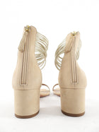 Aquazzura Beige Suede Sandal with Gold Ankle Strap - EU37