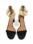 Aquazzura Black Suede Sandal with Gold Ankle Strap - EU37