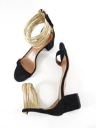 Aquazzura Black Suede Sandal with Gold Ankle Strap - EU37