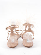 Aquazzura Beige Embossed Flat Sandals With Feathers - 40