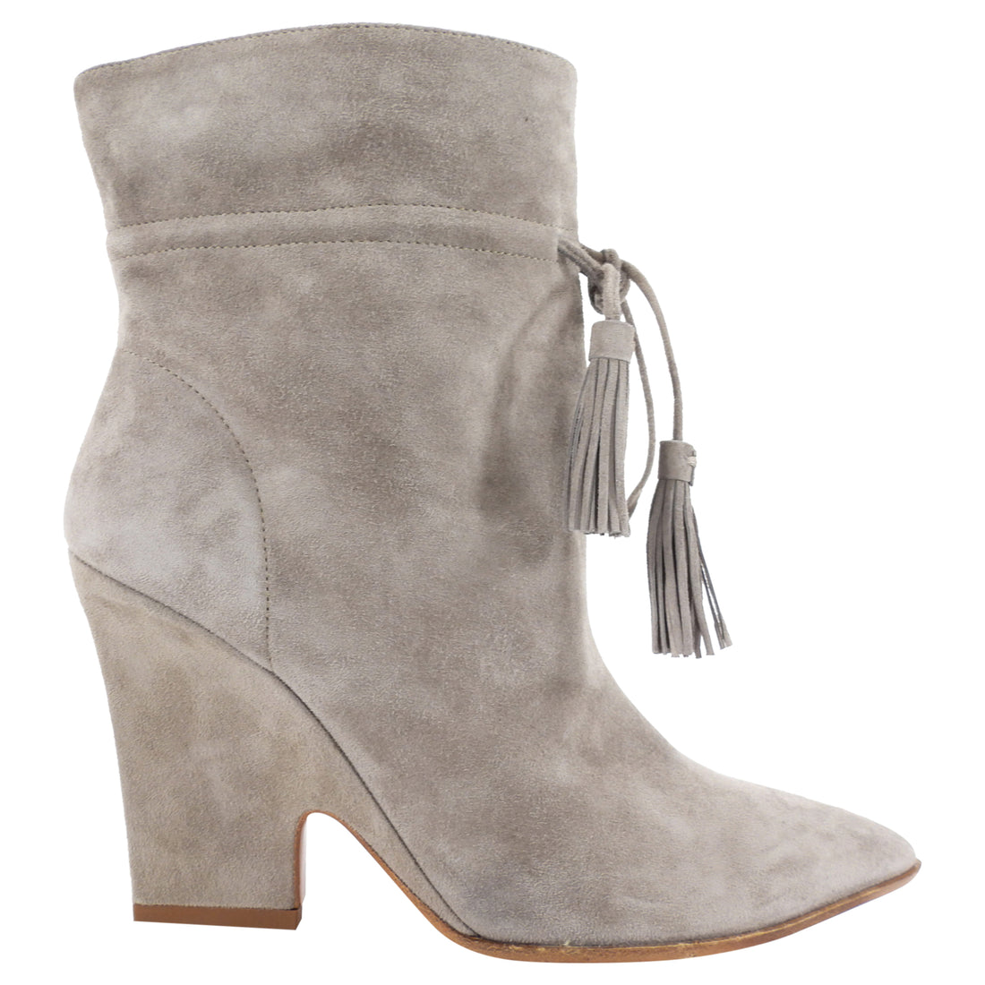 Aquazzura Greige Suede Tassel Ankle Boot - 36