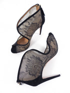 Aquazzura Black Illusion Lace Cut Out Heels - 41
