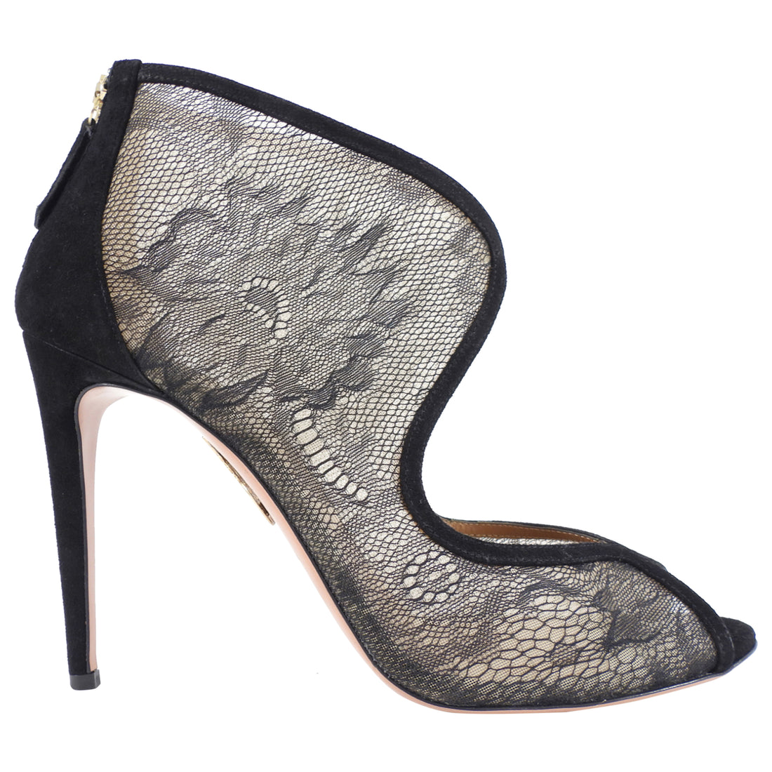 Aquazzura Black Illusion Lace Cut Out Heels - 41
