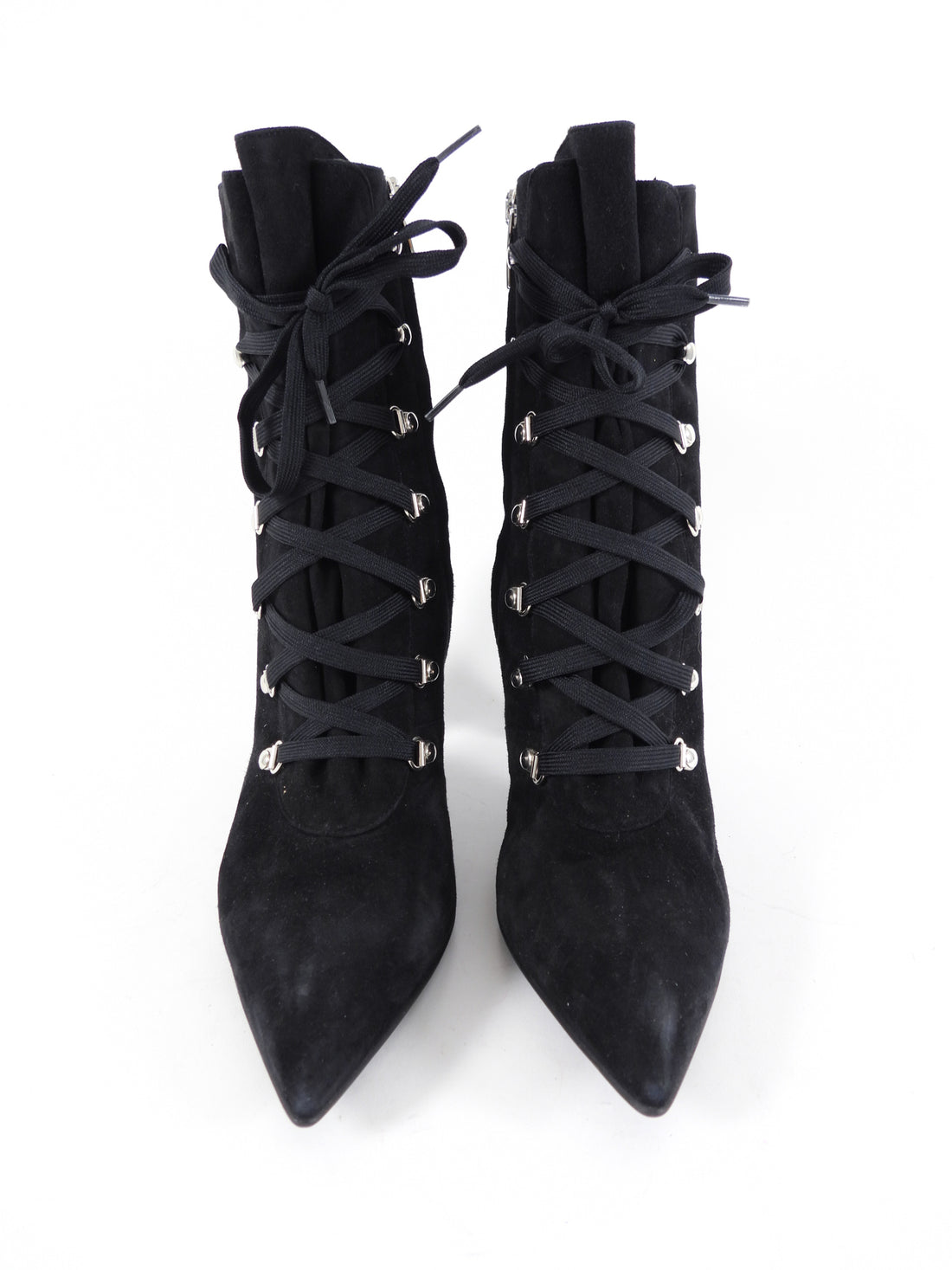 Gianvito Rossi Black Suede Lace Up High Heel Ankle Boots - 40