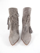 Aquazzura Greige Suede Tassel Ankle Boot - 36