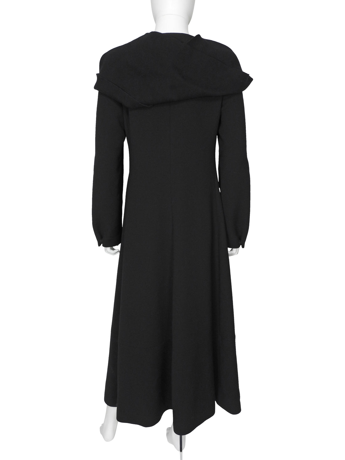 Giorgio Armani Black Wool Cowl Neck Grosgrain Trim Opera Coat - 42