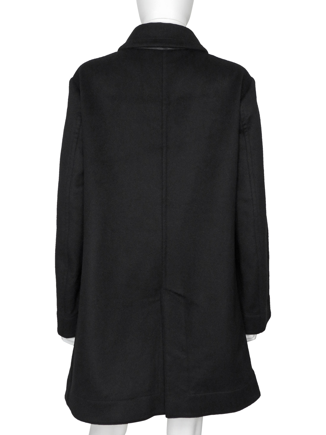 Giorgio Armani Black Leather Trim Cashmere Short Peacoat - 42