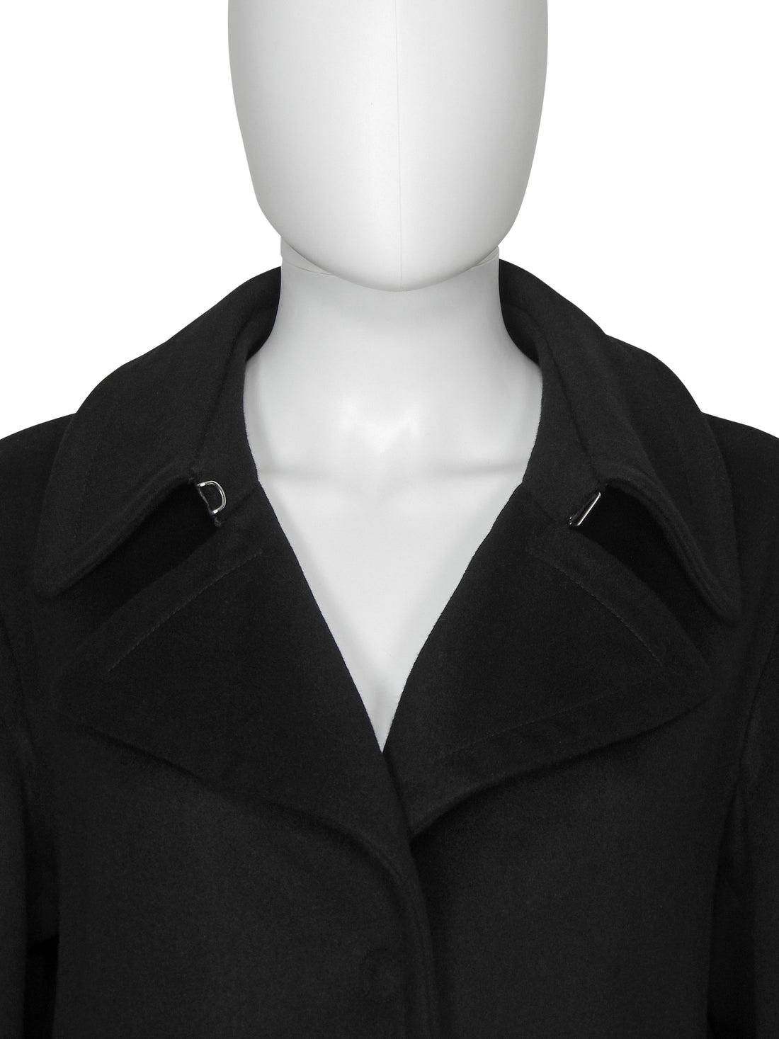 Giorgio Armani Black Leather Trim Cashmere Short Peacoat - 42