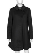 Giorgio Armani Black Leather Trim Cashmere Short Peacoat - 42