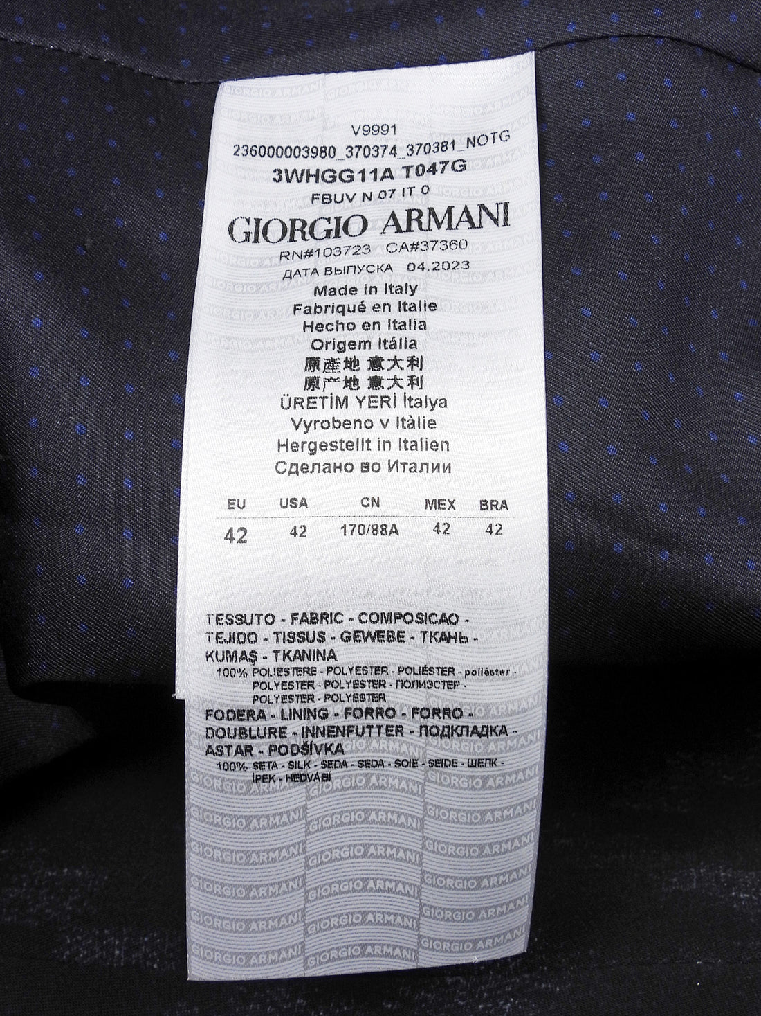 Giorgio Armani Black Navy Zig Zag Pattern 2pc Pants Suit - IT 42 / 6