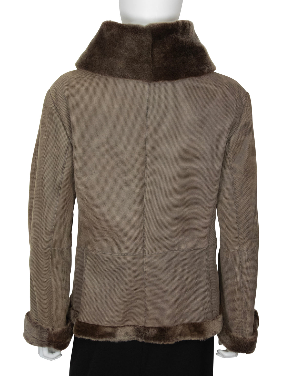 Giorgio Armani Taupe Brown Shearling Shawl Collar Short Jacket - 44
