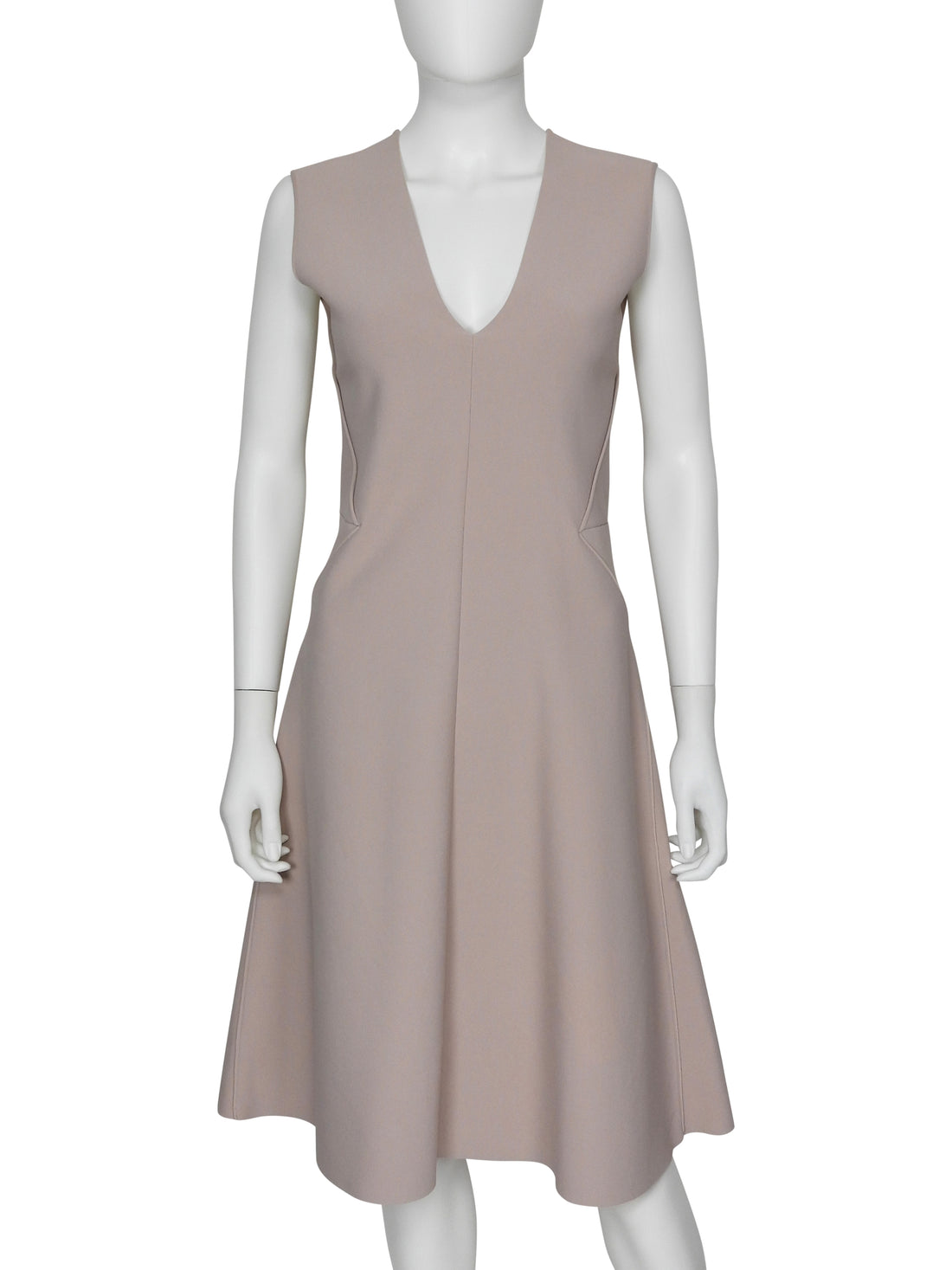 Giorgio Armani Blush Pink Stretch Knit Jersey V Neck Sleeveless Dress - 44