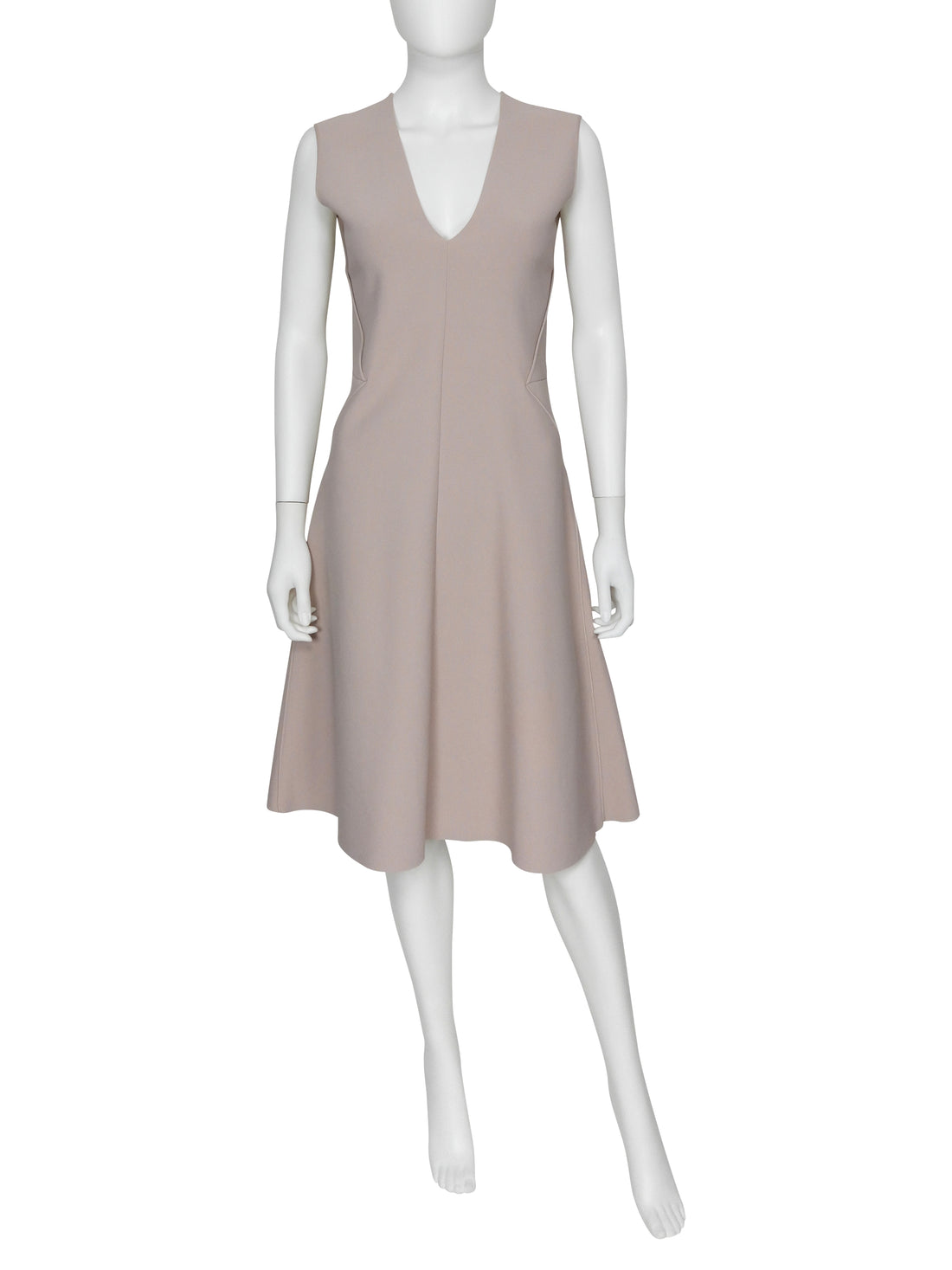 Giorgio Armani Blush Pink Stretch Knit Jersey V Neck Sleeveless Dress - 44
