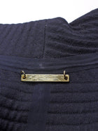 Giorgio Armani Navy Blue Rib Texture Knit Jersey Coat with Suede Resin Buckle - IT 44 / 8 / M