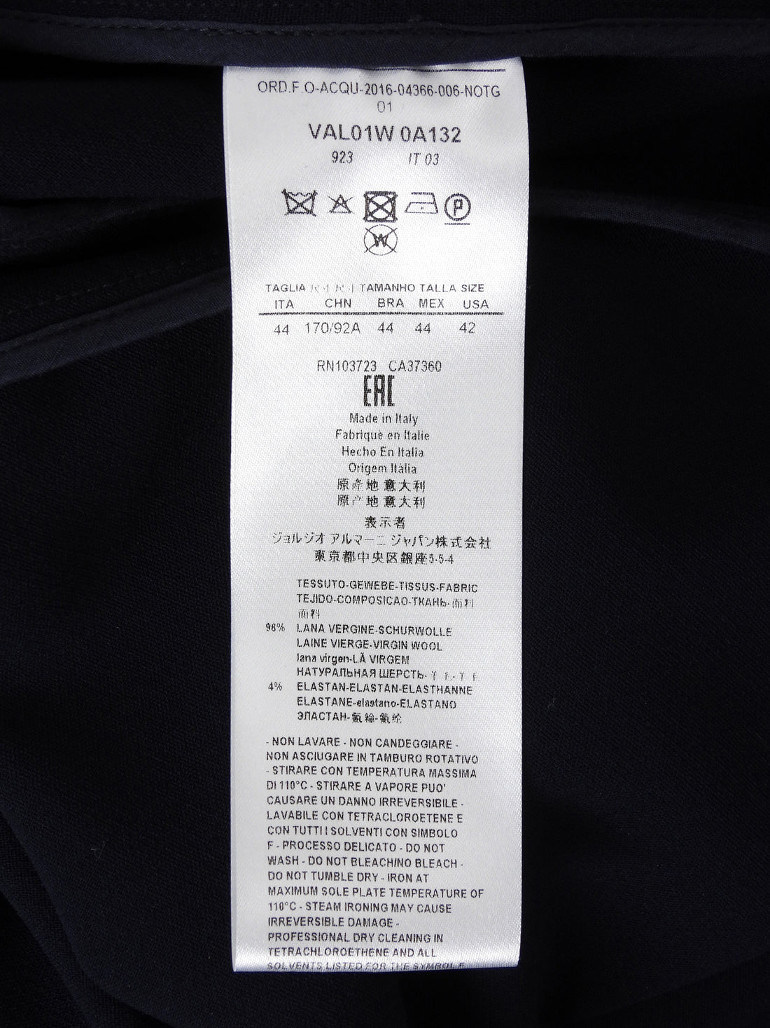Giorgio Armani Midnight Navy Wool Double Breasted Soft Trench - 42
