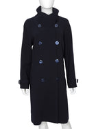 Giorgio Armani Midnight Navy Wool Double Breasted Soft Trench - 42