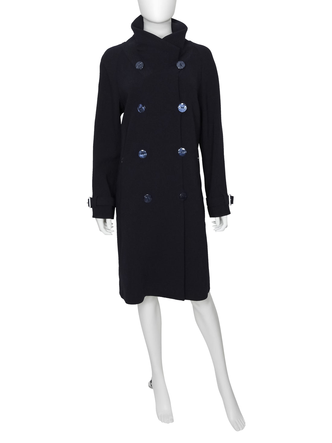 Giorgio Armani Midnight Navy Wool Double Breasted Soft Trench - 42