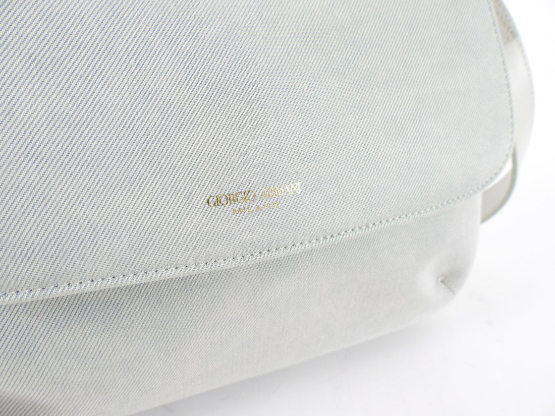 Giorgio Armani La Prima Pale Blue Denim Two-Way Bag
