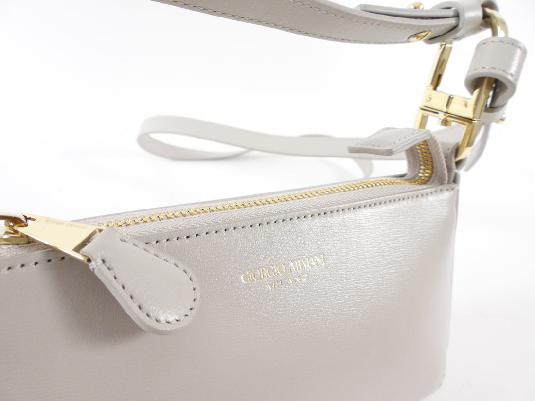 Giorgio Armani Prima Mini Stone Grey Leather Two Way Crossbody Bag