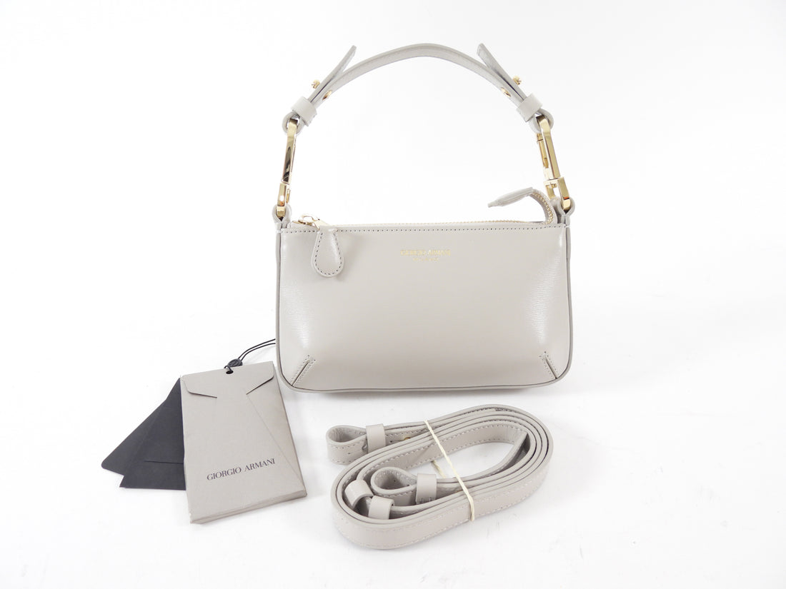 Giorgio Armani Prima Mini Stone Grey Leather Two Way Crossbody Bag