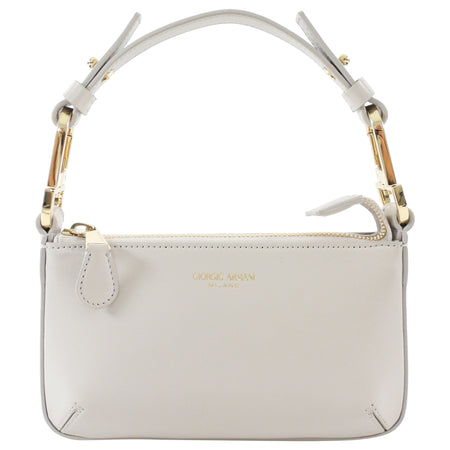 Giorgio Armani Prima Mini Stone Grey Leather Two Way Crossbody Bag